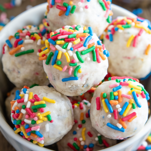 Simple Birthday Cake Flavored Protein Balls