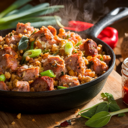 The BEST Spicy Pork Sausage Stuffing