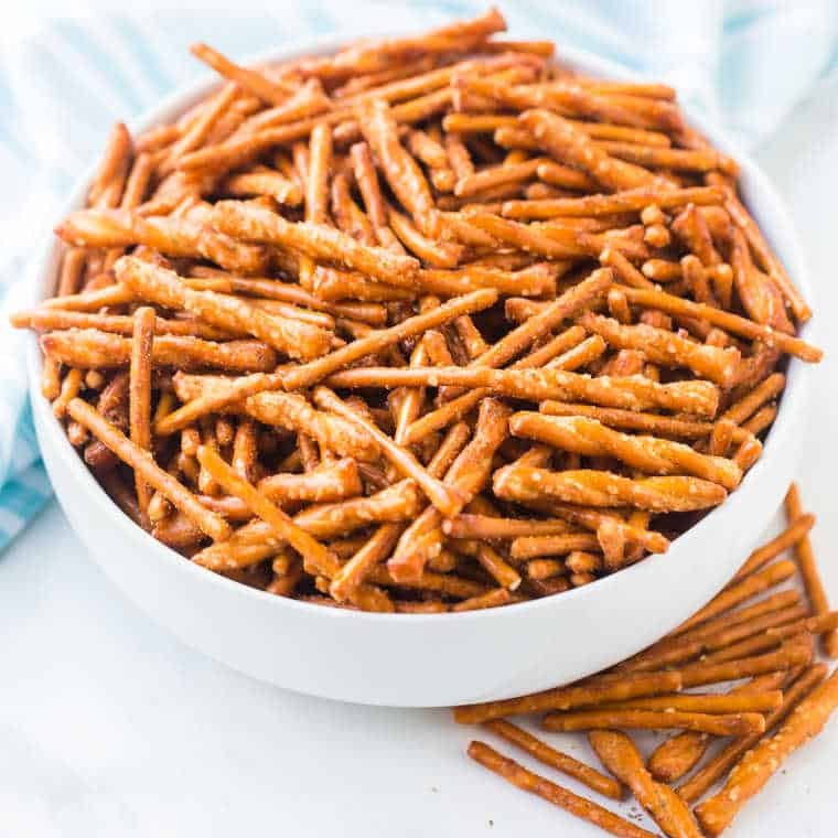 Ranch pretzels seasoned with dill and garlic