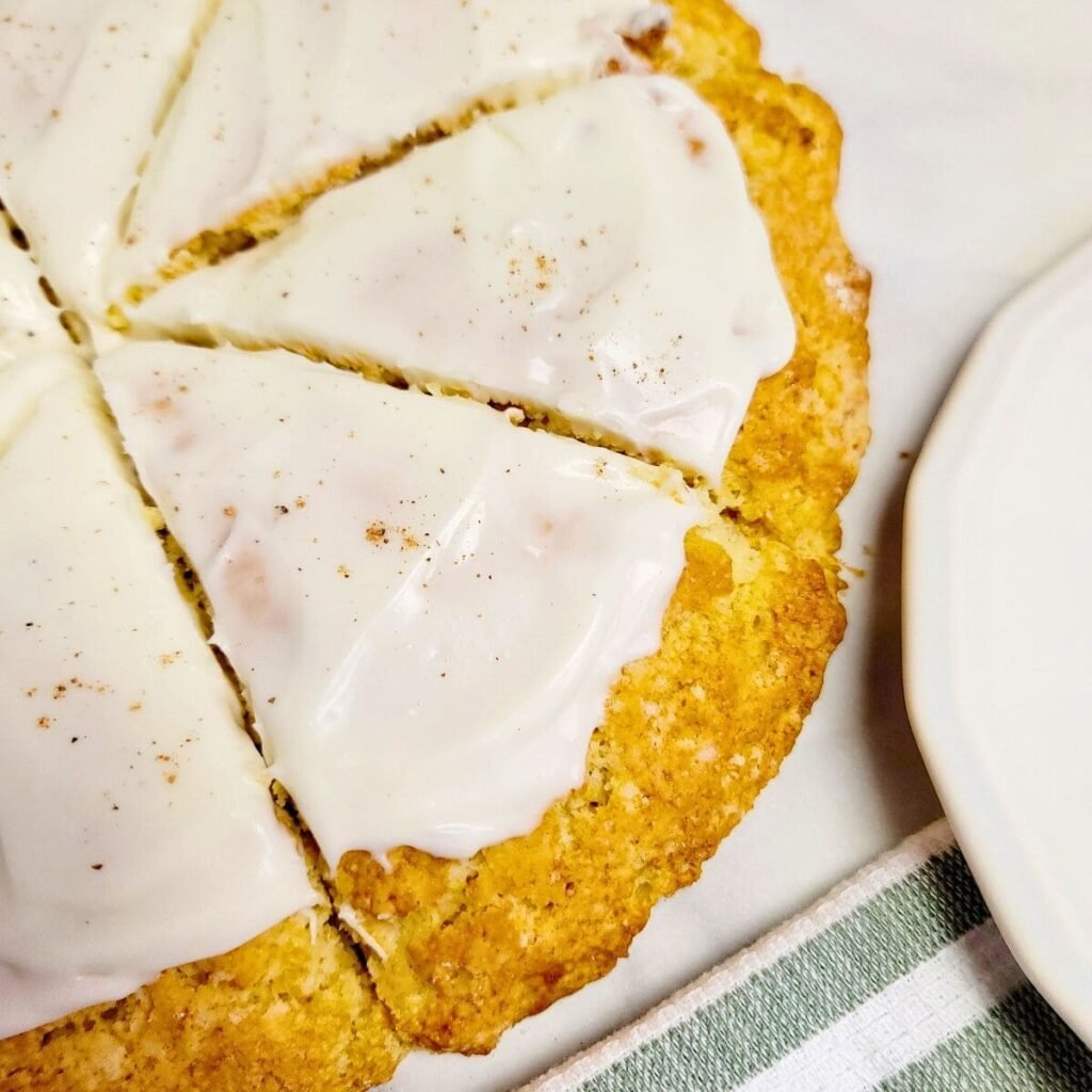 Eggnog scones with vanilla icing