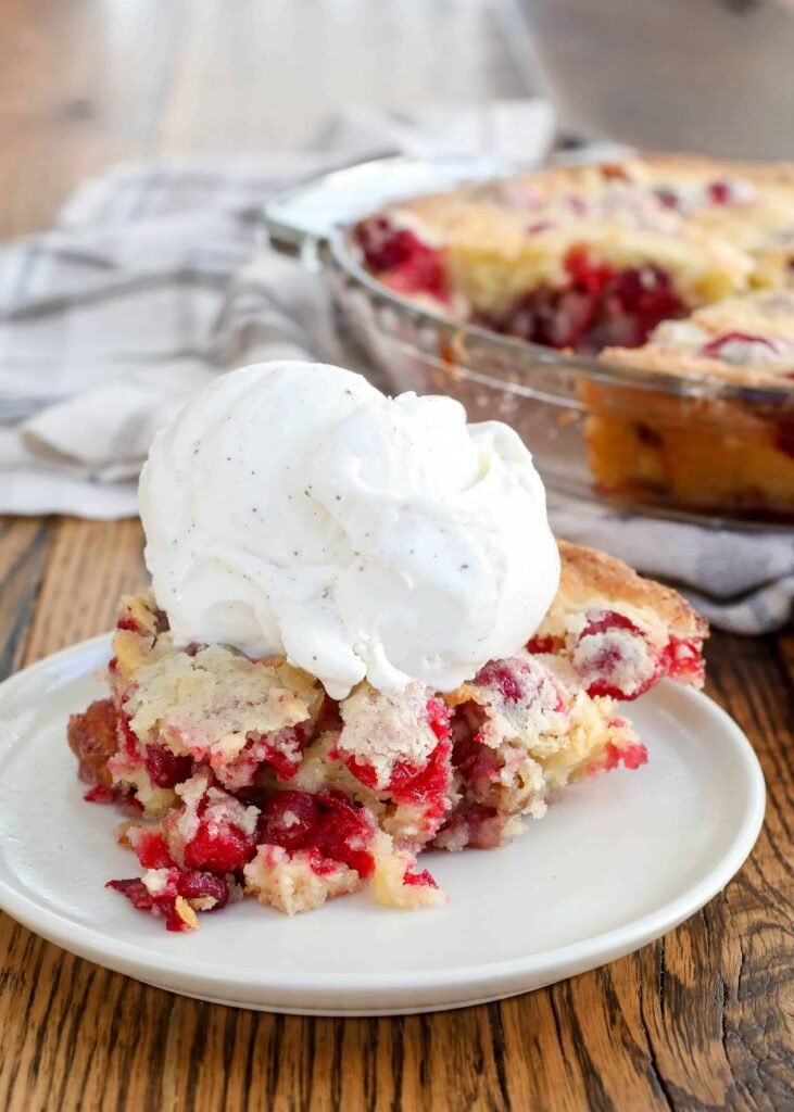 Nantucket cranberry pie with a cake topping