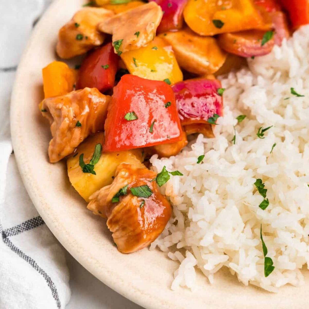 Sheet pan Hawaiian chicken with pineapple and peppers